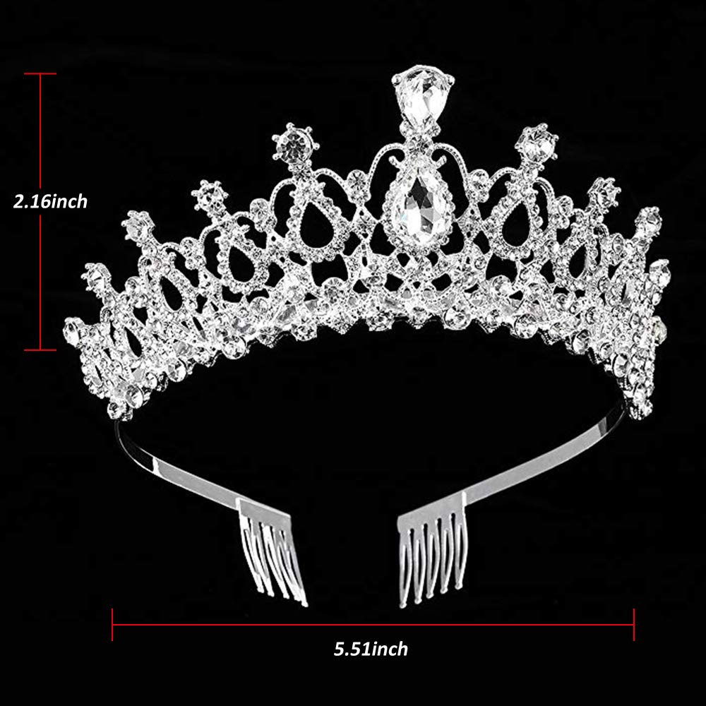 ZOCONE Rhinestone Bridal Tiara 2 pack Crystal Wedding Crown for Bridal and Flower Girls Headpiece with Comb (Crystal)