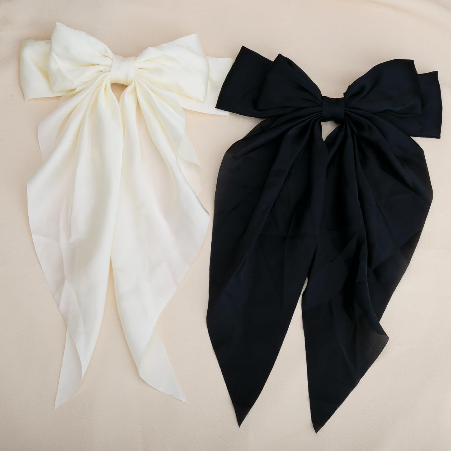 Deoot 6 PCS Hair Bows Cute Hair Clips for Women Girls Tassel Ribbon Bowknot Hair Clips, Black and White, Hair Accessories for Women Girls