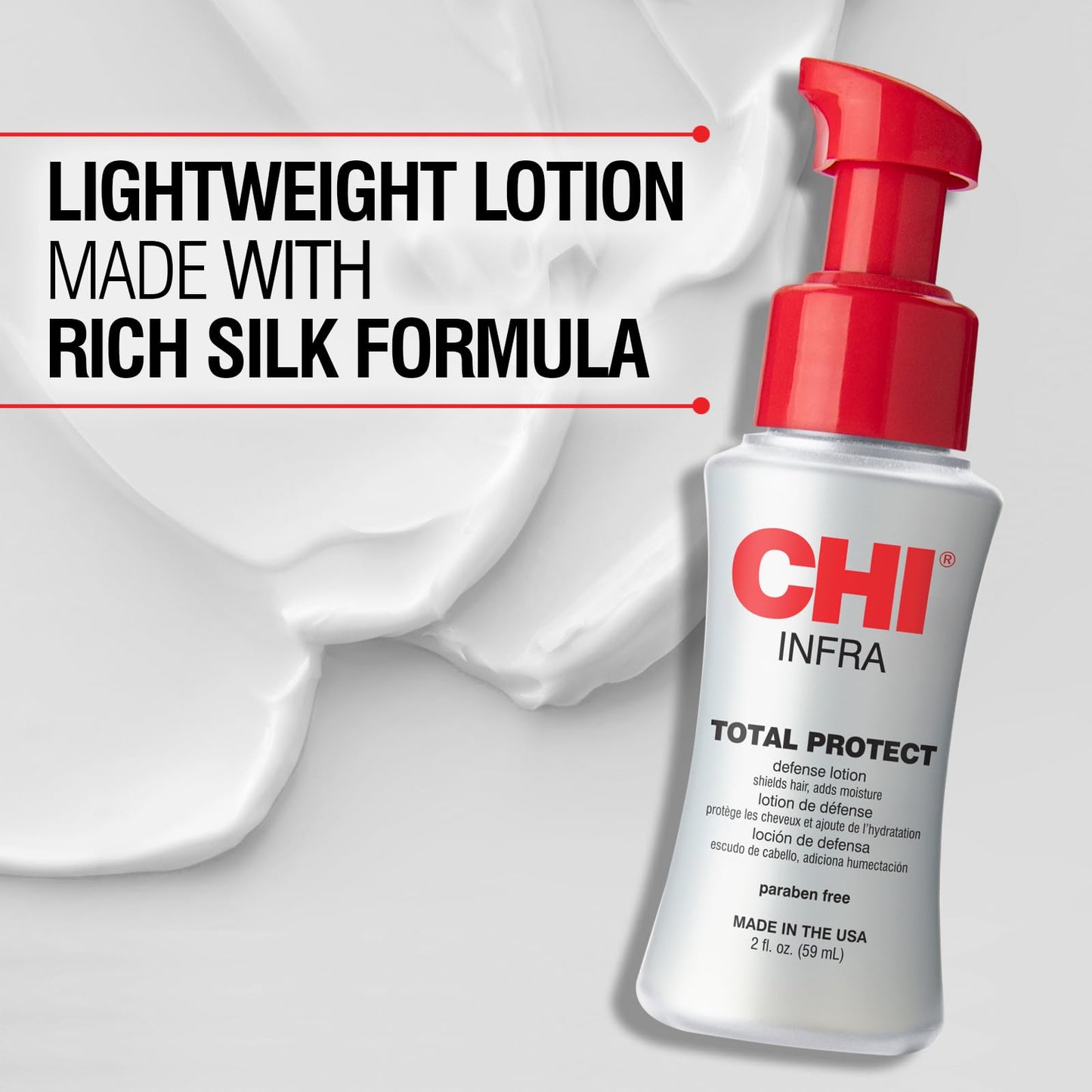 CHI Total Protect Defense Lotion, Lightweight Lotion For Locking In Moisture & Protecting Hair From Heat, Sulfate, Paraben, & Cruelty-Free, 2 Oz