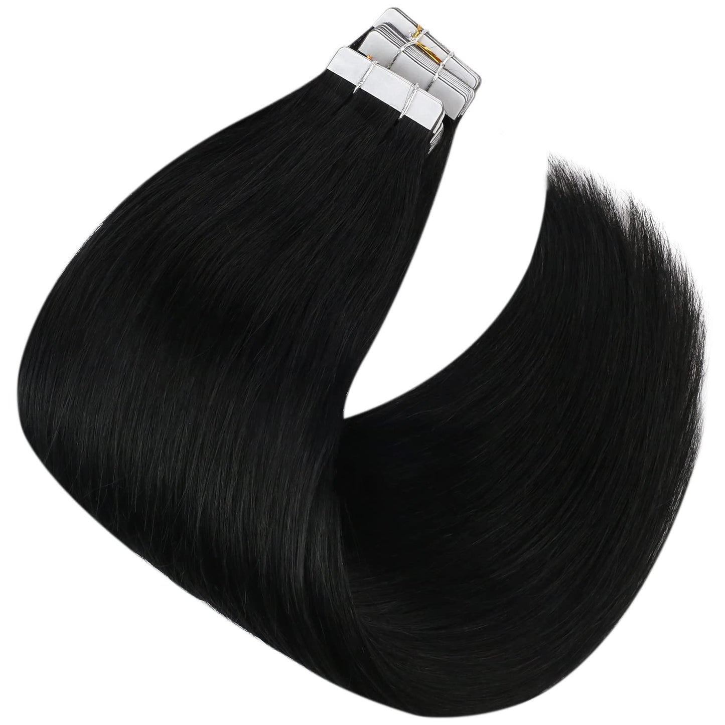 Sunny Black Tape in Hair Extensions Human Hair Jet Black Tape in Hair Extensions Real Human Hair Extensions Tape in Black Hair Extensions Real Human Hair 50g 20pcs 22inch