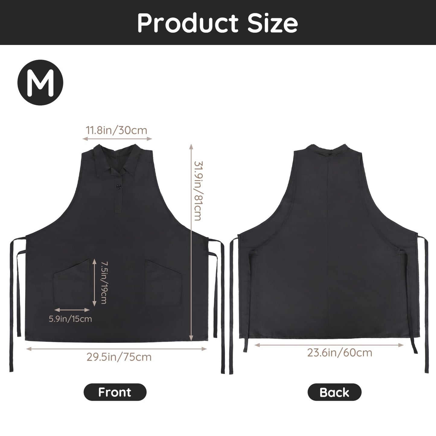 Segbeauty 2pcs Black Hair Stylist Apron for Salon, Barber Cape Hairdresser Vest Apron with Pockets, Hairstylist Aprons for Women Men, Hair Stylist Essentials Supplies Must Haves Work Aprons Medium