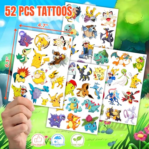 52Pc Cute Monster Temporary Tattoos for Kids