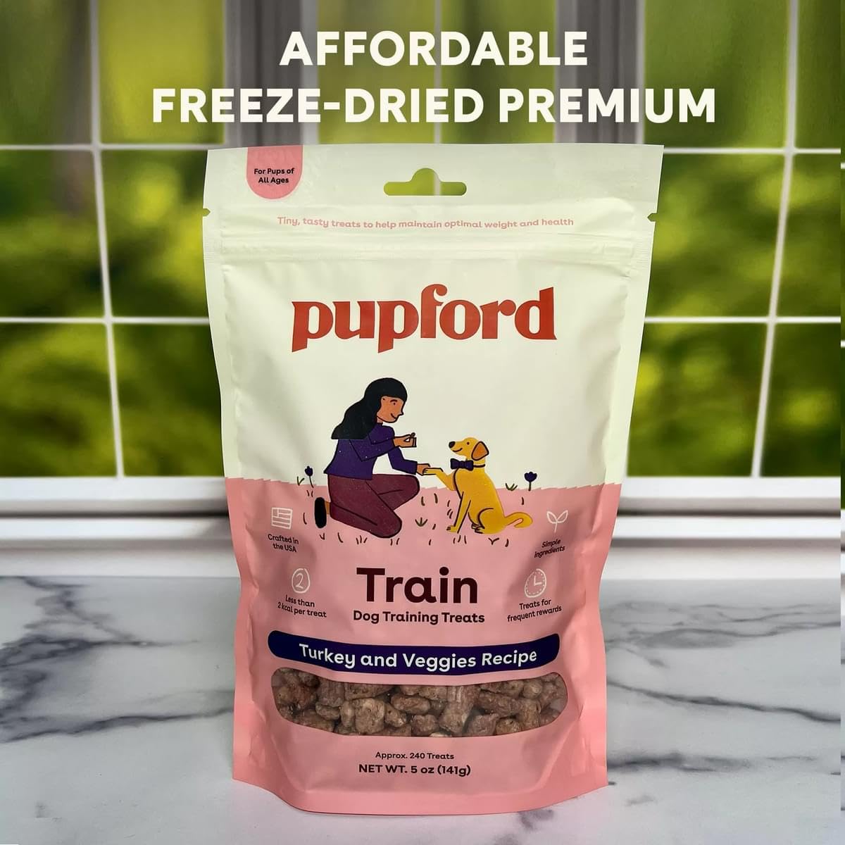 Pupford Freeze Dried Training Treats for Dogs & Puppies, 240+ Four Ingredient Bites (Turkey & Veggies, 5 oz)