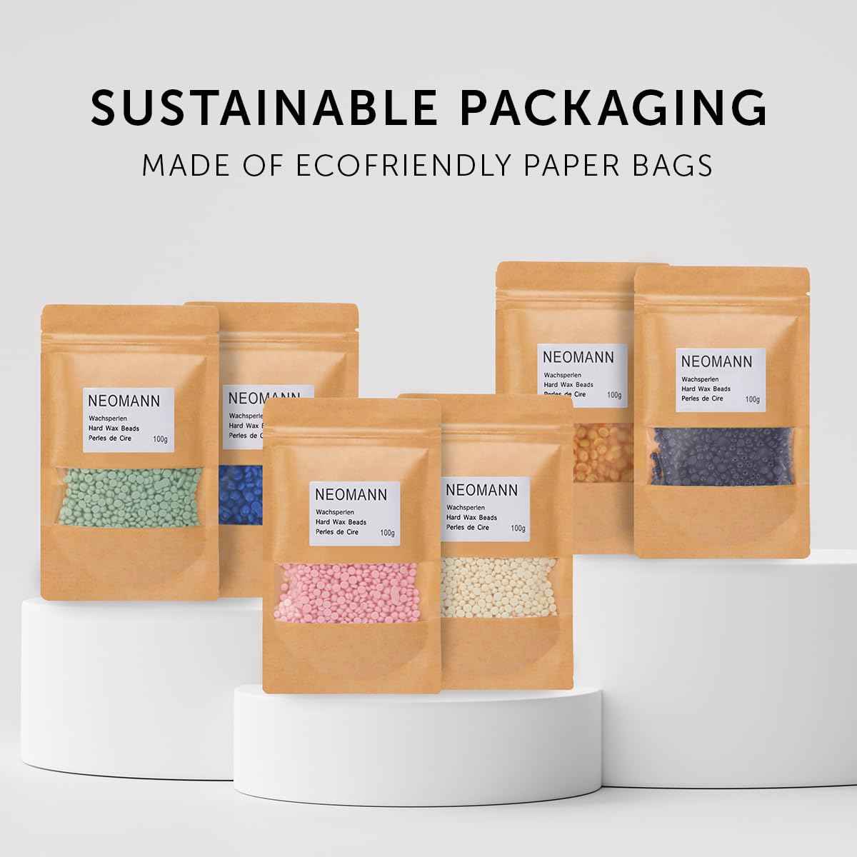 NEOMANN Waxer II Deluxe Waxing Kit for Women and Men Non-Sticky, Teflon-Coated - Wax Warmer for Hair Removal incl. 600g Wax Beads, 30 Spatulas