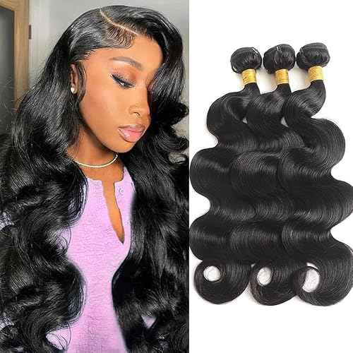 Human Hair Bundles Body Wave 16 18 20 Inch 100% Unprocessed Brazilian Body Wave 3 Bundles Human Hair Extensions for Women Quick Weave Natural Color