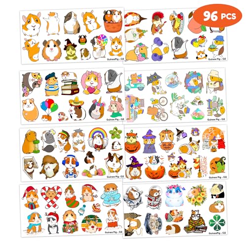 96 Guinea Pig & Hamster Temporary Tattoos - 8 Sheets