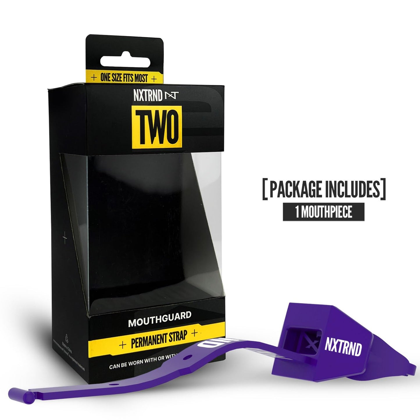 Nxtrnd Two Football Mouth Guard, Football Mouthpiece with Strap, Fits Adult & Youth (Purple)