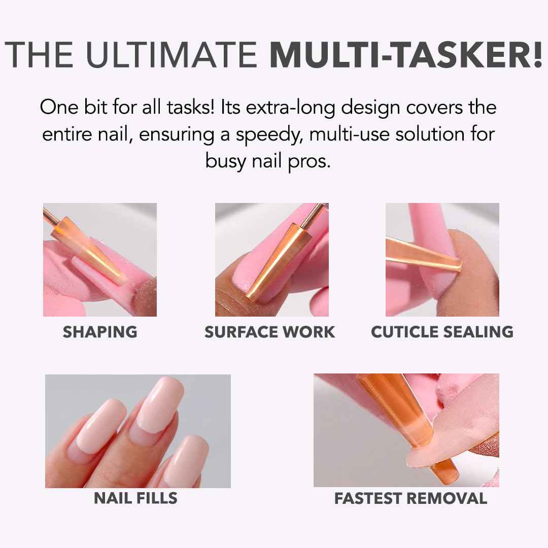 Kiara Sky XL 5-in-1 Course Nail Drill Bit | 3/32"" Carbide Extra Long Multi-use | 2-way Rotate Left and Right Handed - Rose Gold