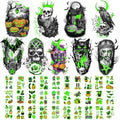 39PCS Glow in The Dark Halloween Temporary Tattoos Adult Kids, 9PCS Realistic Half Sleeve Pumpkin Bat Crow Skull Fake Tattoos, 30PCS Luminous Spider Cat Ghost Tiny Face Body Stickers Party Supplies