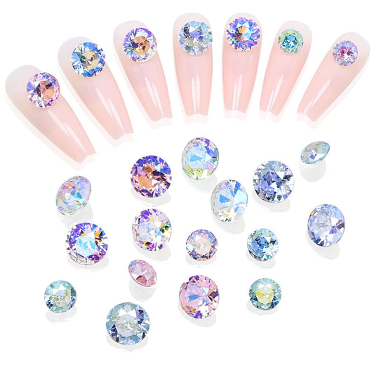 DONGZHOU 45Pcs Rhinestone for Nails，3D Nail Art Rhinestone Round Big Nail Crystals Shiny Nail Diamonds Nail Charms and Gems for Manicure Decoration DIY Crafts