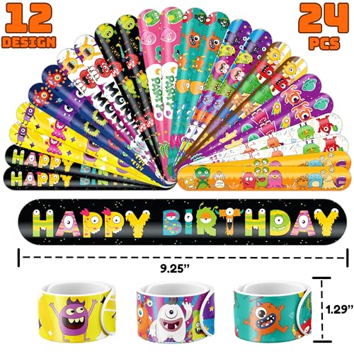 Monster Party Favors Set - 48 Tattoos & 24 Slap Bracelets