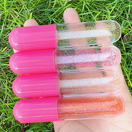 10 Pieces Round Lip Gloss Tubes with Wand, 4.5ml Mini Lip Gloss Containers Empty, Lipgloss Wand Tubes with Rubber Stoppers for Women Cosmetics DIY (Hot Pink)