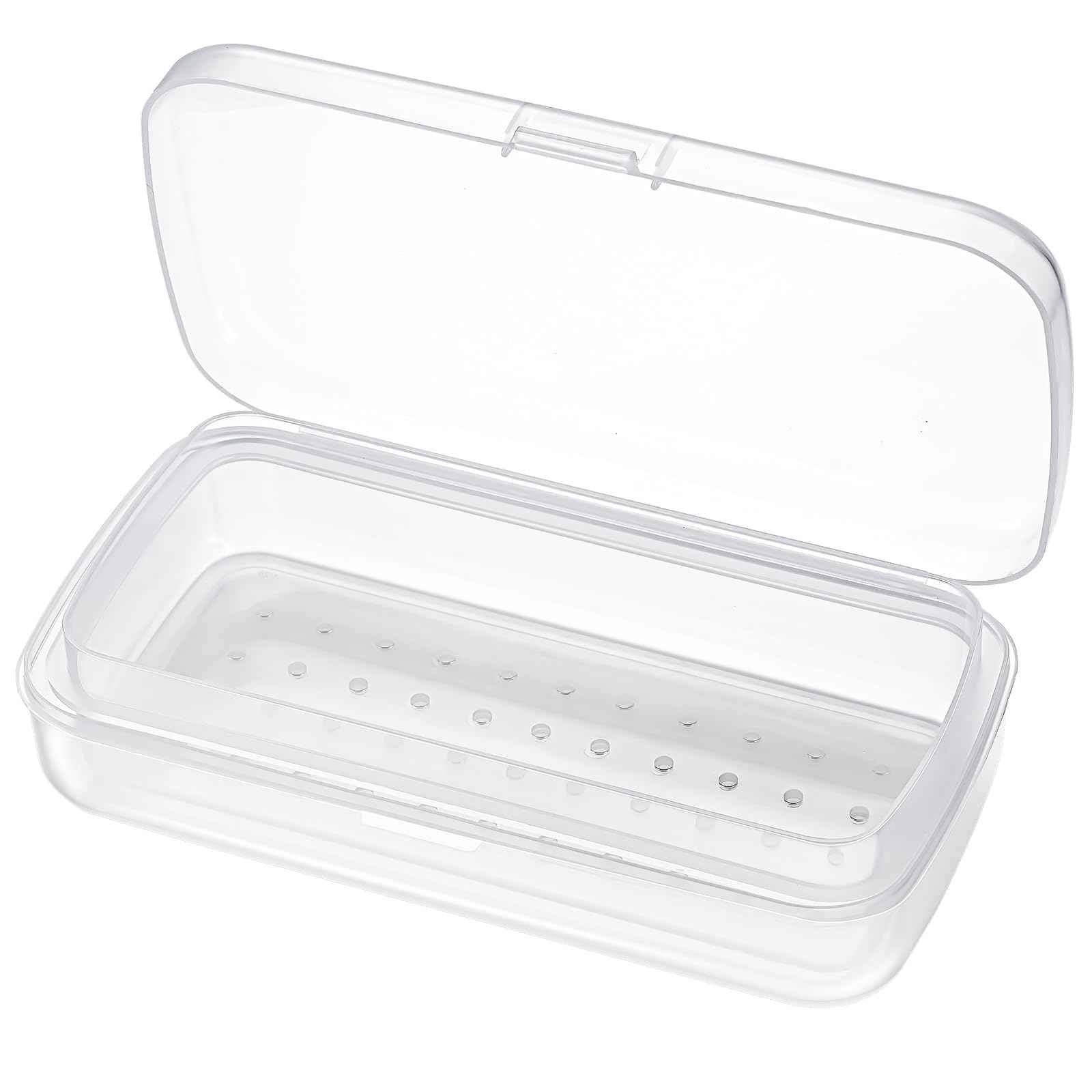 Soiiw Nail Tool Sterilizer Box Plastic,Fully Transparent Sterilization Tray Storage Organizer for Tweezer, Eyelash Extensions, Nail Implement for Esthetician (Large)