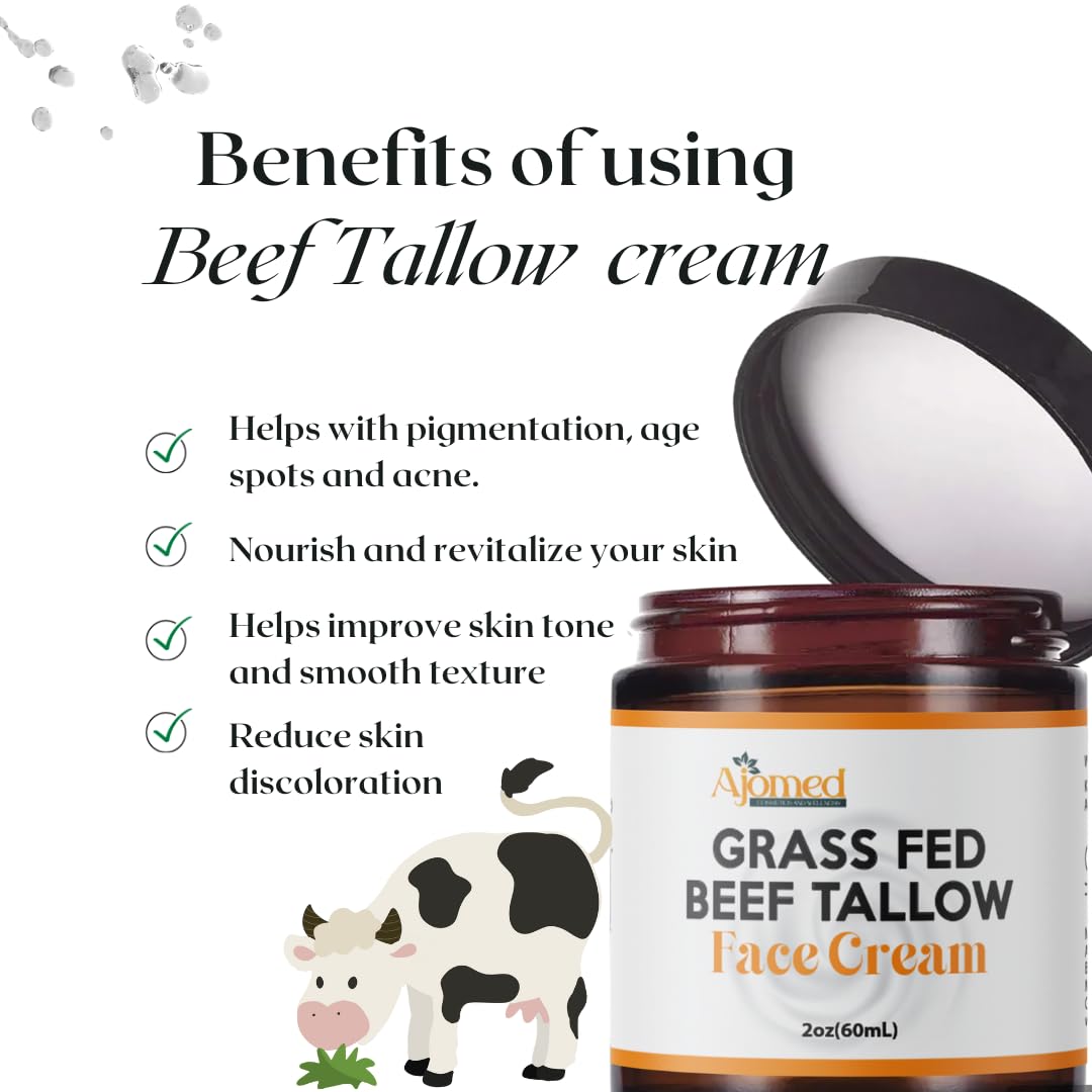 Beef Tallow Face Moisturizer - Grass Fed Beef Tallow for Skin Care- unscented Handmade Tallow face Cream- tallow balm Sensitive & Dry Skin, Eczema, Psoriasis, sunburn (FRANKINCENSE)