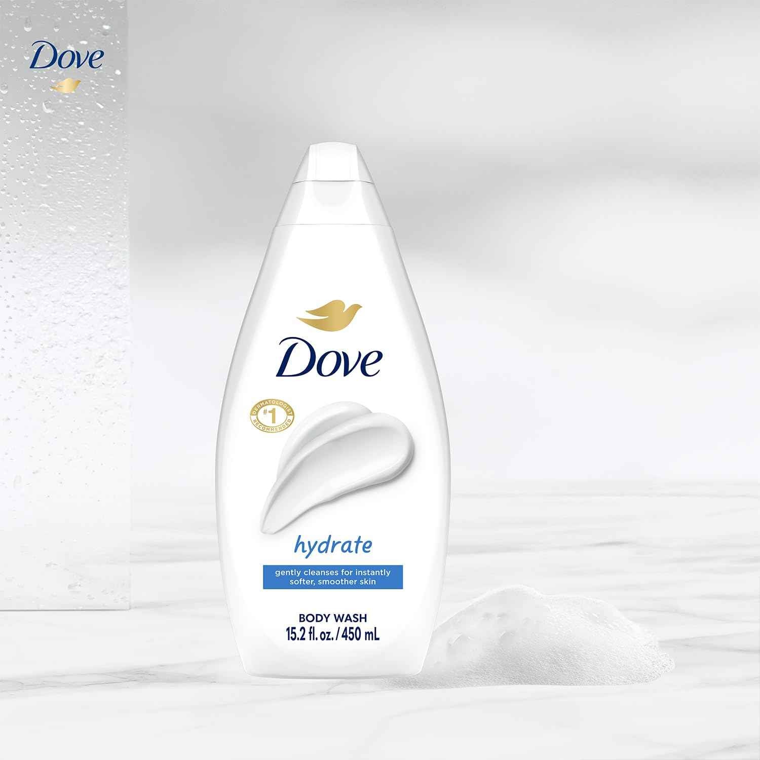 Dove Body Wash, Hydrate 6-Pack – Moisturizing Cleanser for Smooth, Soft Skin, 15.22 Oz Ea