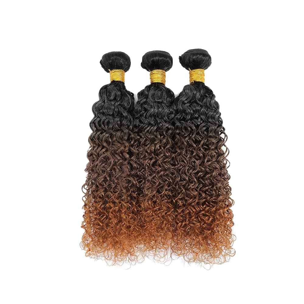 24 26 28 inch Natural Black Kinky Curly Bundles #4 Brown Human Hair Bundles Ombre 1b/4/30 Color Brazilian Remy Dark Brown Bundle