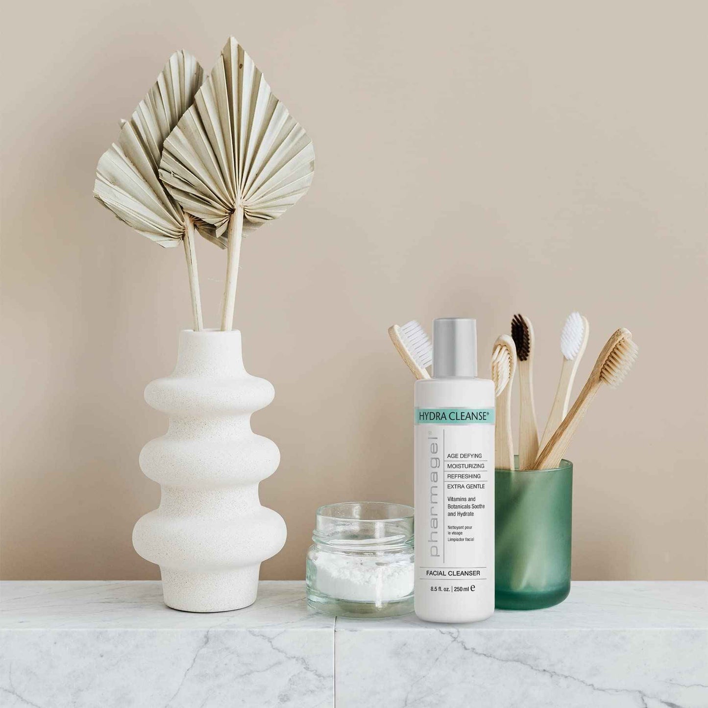 Pharmagel Hydra Cleanse Water Rinseable Facial Cleanser for All Skin Types | Natural Face Wash | Hydrating, Age Defying, and Revitalizing Face Cleanser | 8.5 fl. oz.