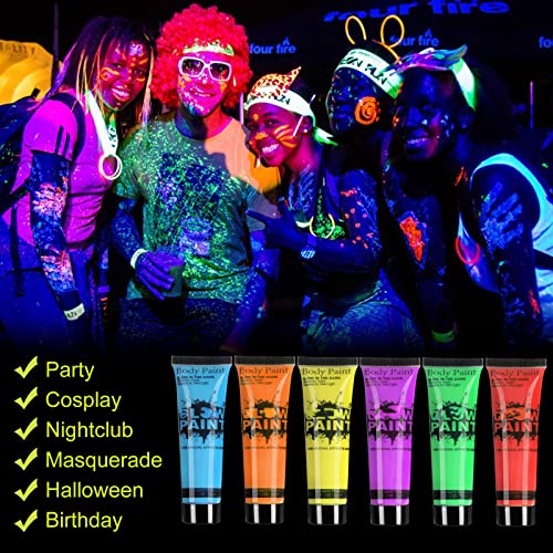 Glow in Dark Face Body Paint UV Neon 8-Pack by HomeHere