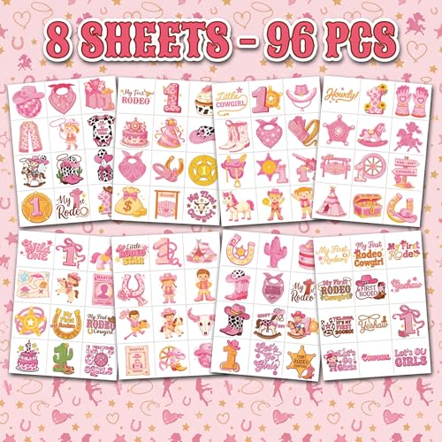 96 PCS Cowgirl Western Temporary Tattoos for Kids Party