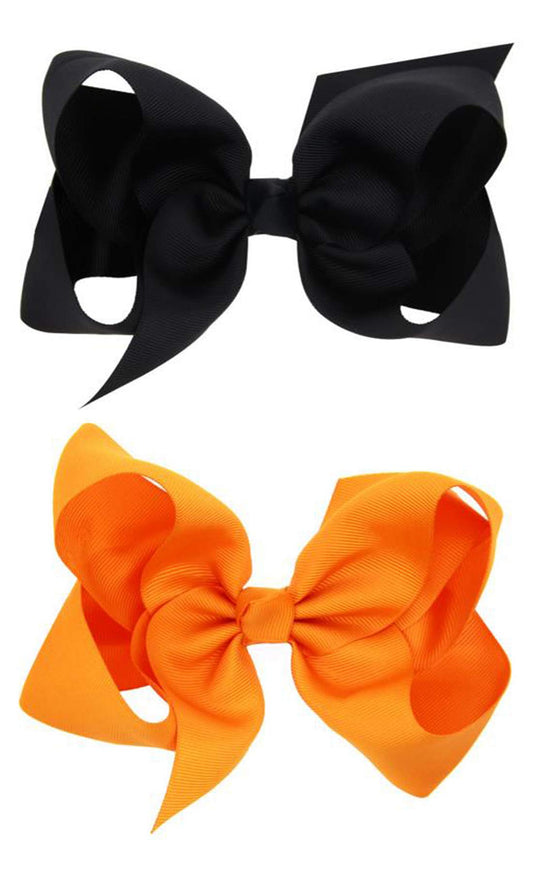 ZCYYYS Hair Clips Boutique Hair Bows Alligator Clip for Women Girl Hairpin 6 Inch TSFJ02N (Black Orange)