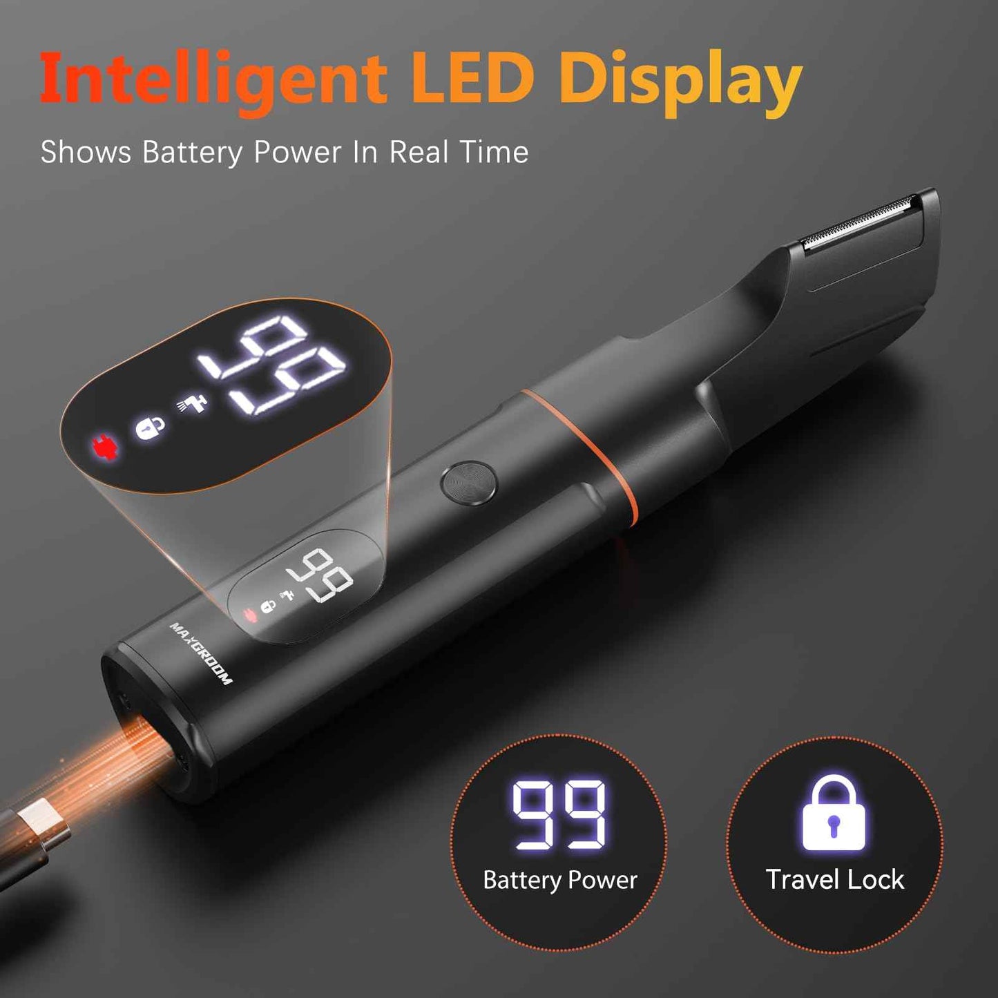 MAXGROOM Manscape Body Hair Trimmer for Men, Waterproof Pubic, Groin & Ball Shaver, No-Nick Mens Electric Grooming Kit with LED Display, USB Rechargeable, Adjustable Guide Comb