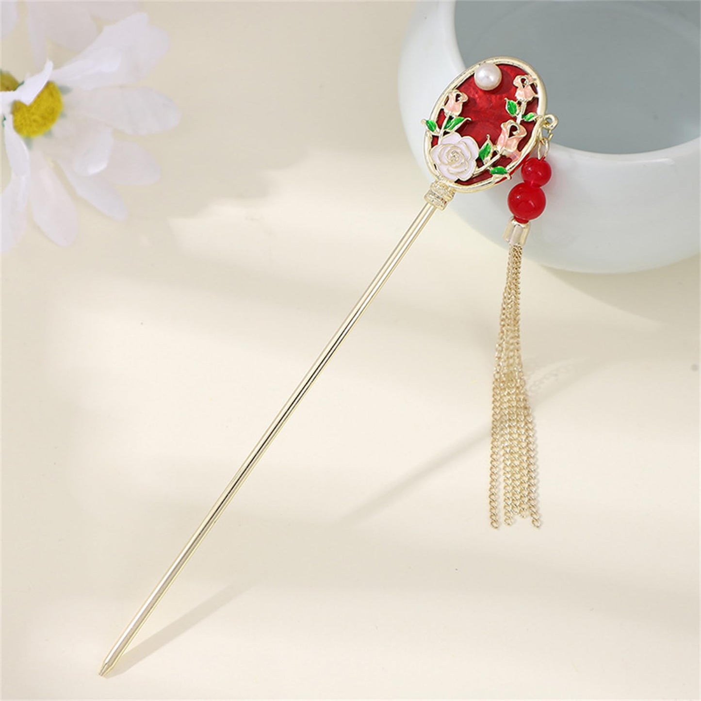 2PCS Metal Flower Hairpins Hair Stick Fork Sticks French Hair Pin Buns Hair Accessories for Women Girls #04