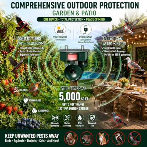2026 Solar Ultrasonic Bird Repellent Devices Outdoor,Best Deterrent