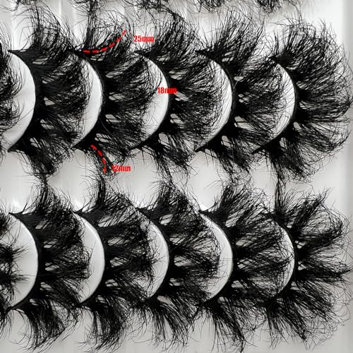 3D Mink Lashes 25mm D Curl Volume - 20 Pairs Cat Eye Eyelashes
