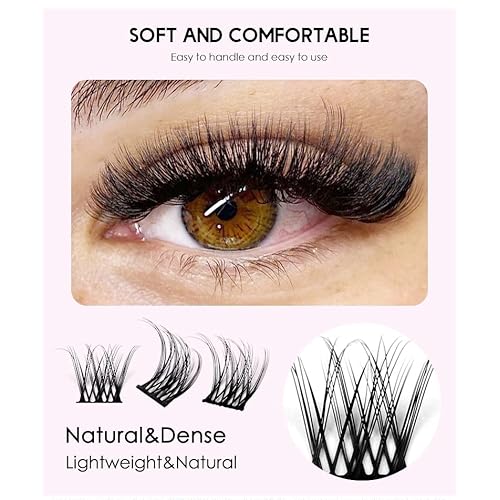 120 Pieces Eyelash Clusters - Wispy Lash Clusters, Individual Lashes, Mixed Lash Clusters, False Eyelash Extensions, DIY Lash Extension for Self Application, C Curl- 50D - 0.05D - 10-14mm, With Glue