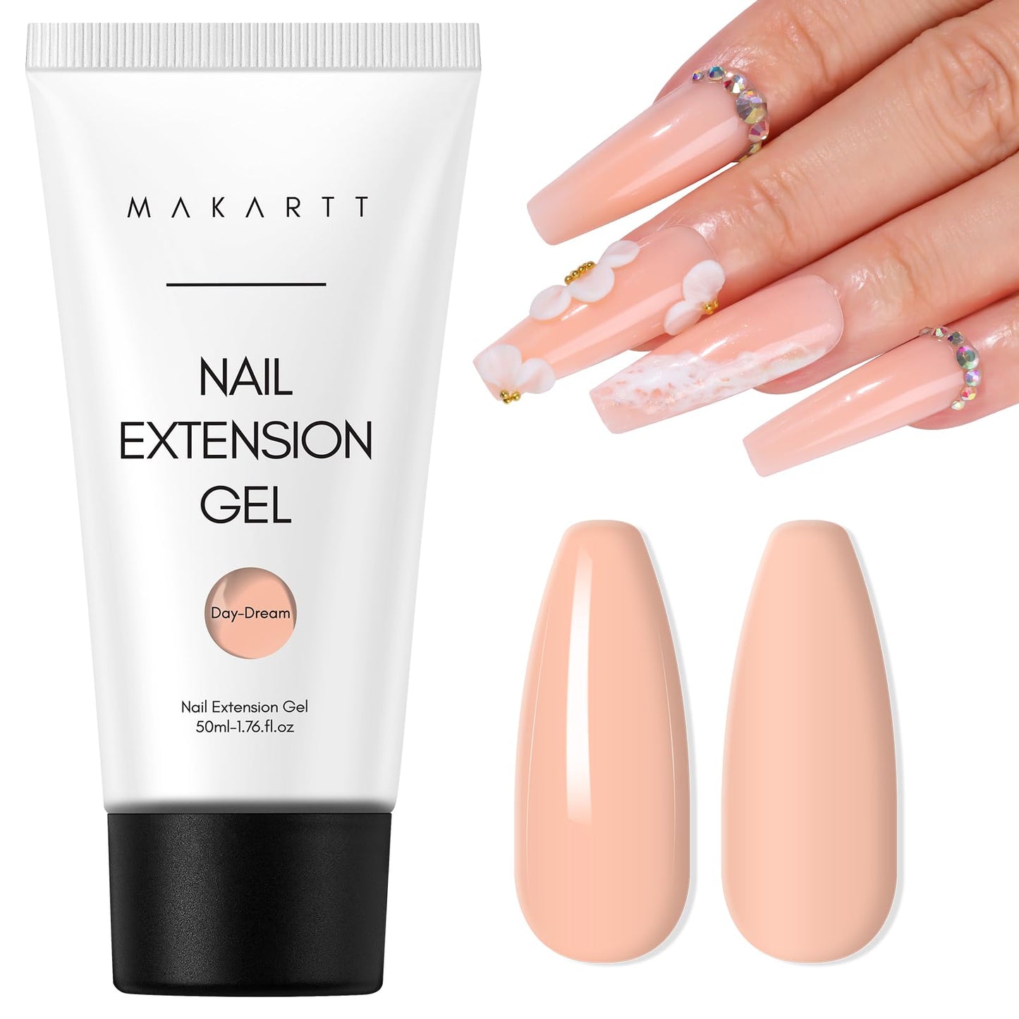 Makartt Poly Nail Extension Gel, 50ML Nude Nature Day-dream Classic Gel Color Builder Nail Gel Poly Extension Gel -Long-Lasting and Easy to Use Supplies for Trendy Nail Art Design Salon