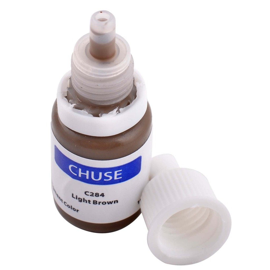 CHUSE Microblading Ink Permanent Makeup Pigment 0.35oz/10ml Eyebrow Ink Microblading Pigment for Eyebrow Eyeliner (C284 Light Brown)