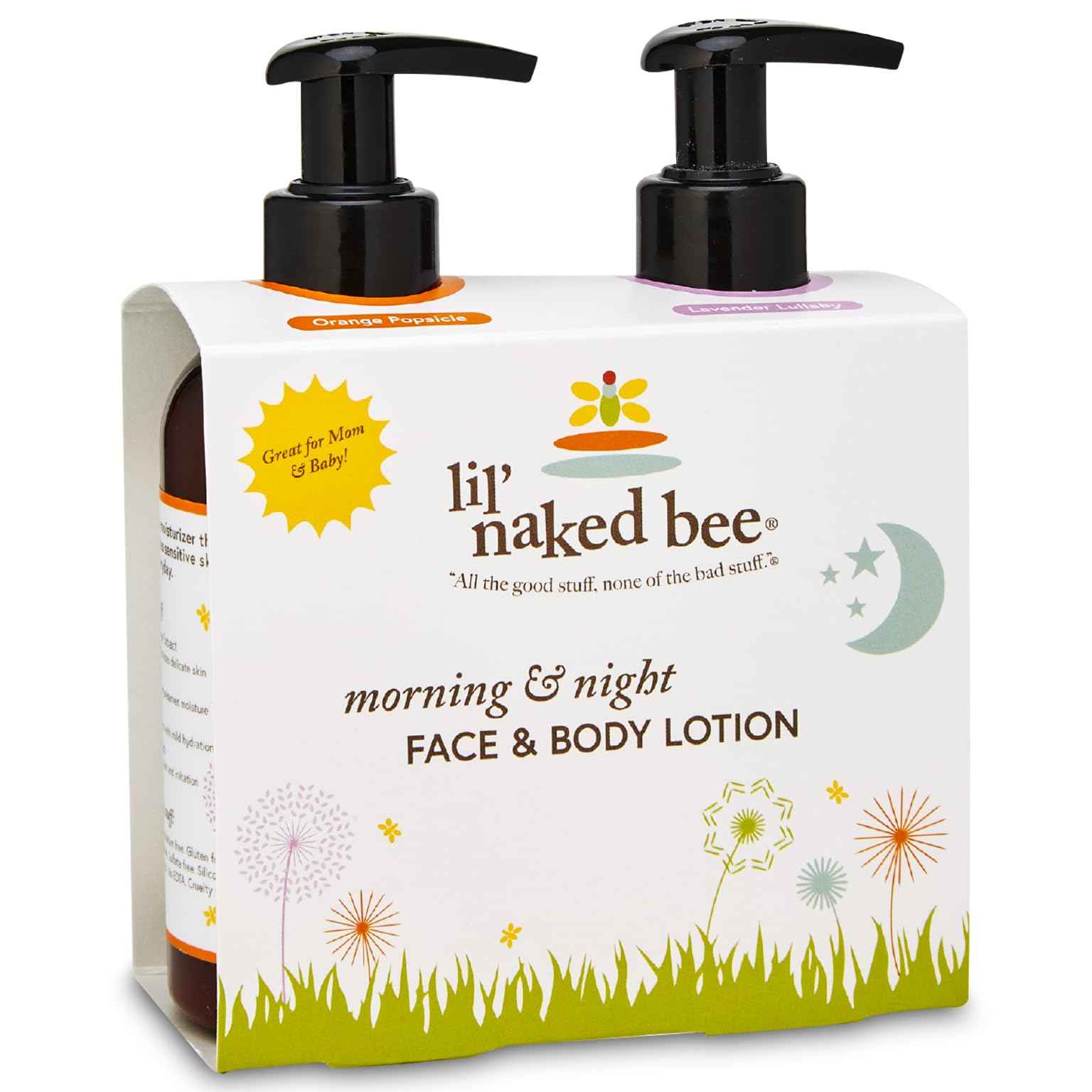 The Naked Bee Morning & Night Lotion Gift Set (8o z) (Orange Popsicle & Lavender Lullaby Lotion)