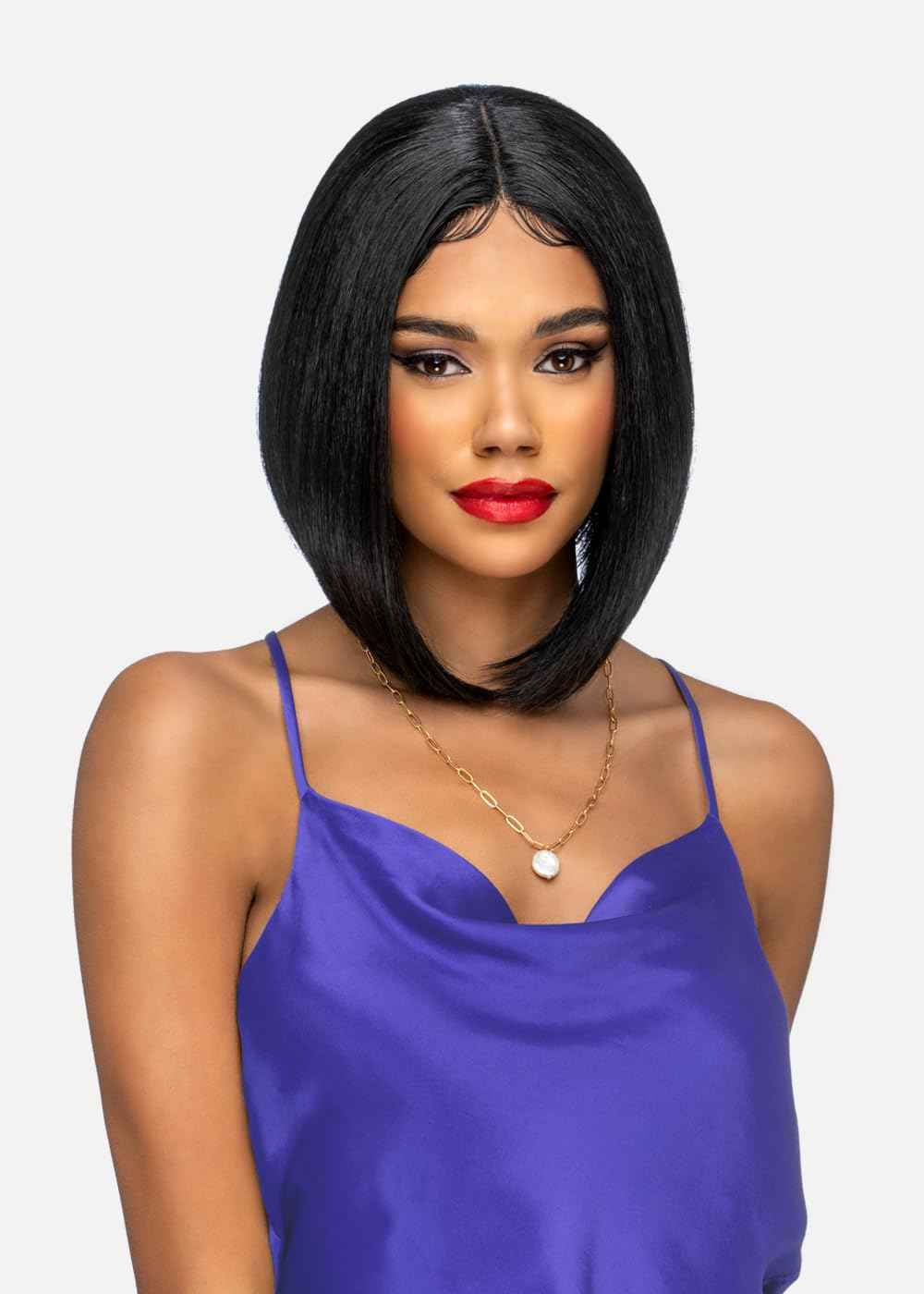Vivica A. Fox ELVIN, SYNTHETIC HAIR, Natural Baby Lace Wig, Color TTB613/1B, Two Tone Bottom Color. Platinum Blonde(#613) Top and Off Black(#1B) Bottom