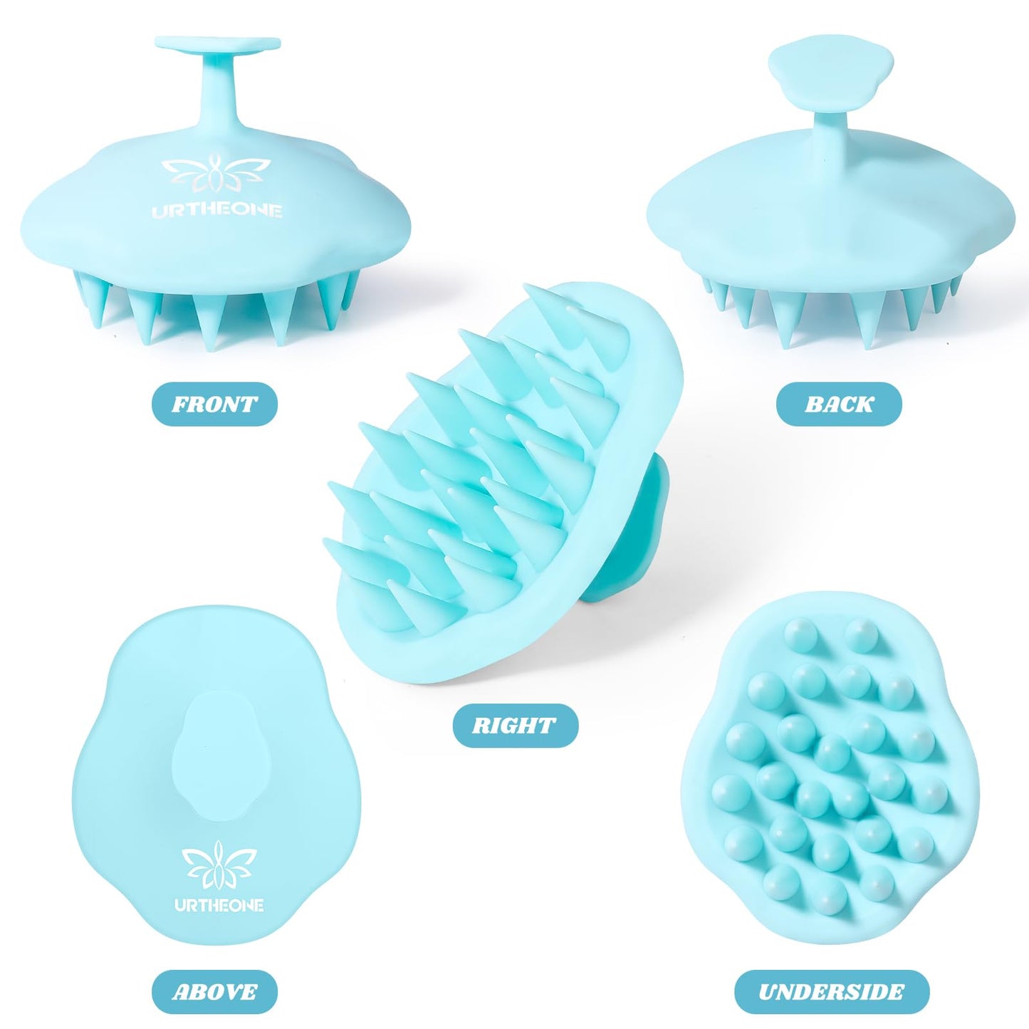 URTHEONE Scalp Massager Shampoo Brush for Hair Growth,Soft Silicone Scalp Scrubber Shower Brush for Women Men Kids Stress Relax&Scalp Exfoliator,Scalp Scrubber for Dandruff Removal (Cyan)