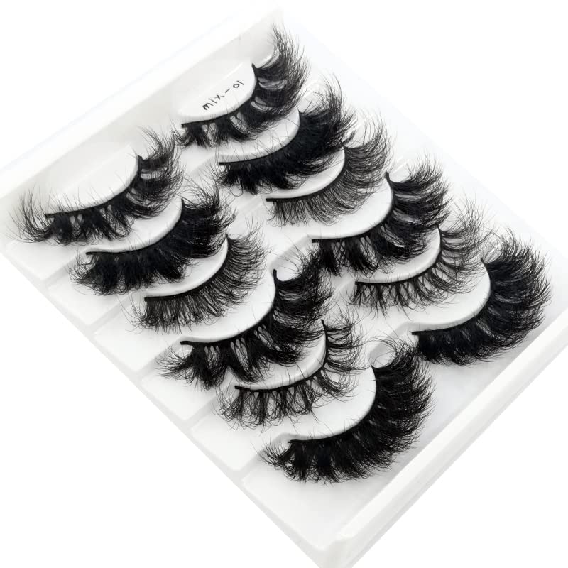 6 Pairs Cat-Eye Fluffy False Eyelashes - 8D Wispy Mink Lashes