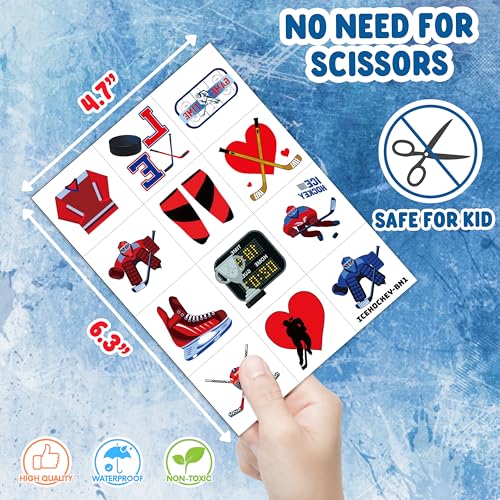 96PC Ice Hockey Temporary Tattoos for Kids – Sports Party Favors
