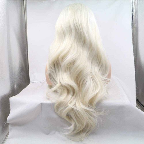 xiweiya Long Wavy Ombre Platinum Blonde with Brown Roots Synthetic Lace Front Wigs For Black Women Blonde Hair Heat Resistant Fiber Half Hand Tied 24Inch…