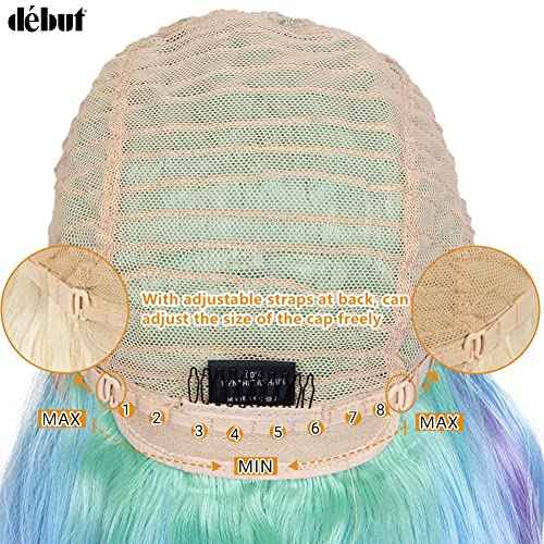 D?BUT Side Part Lace Front Wigs Colored Cosplay Synthetic Wavy Wigs Left Part Body Wave Lace Wig Heat Resistant Fiber Rainbow Color Wigs 29 Inches