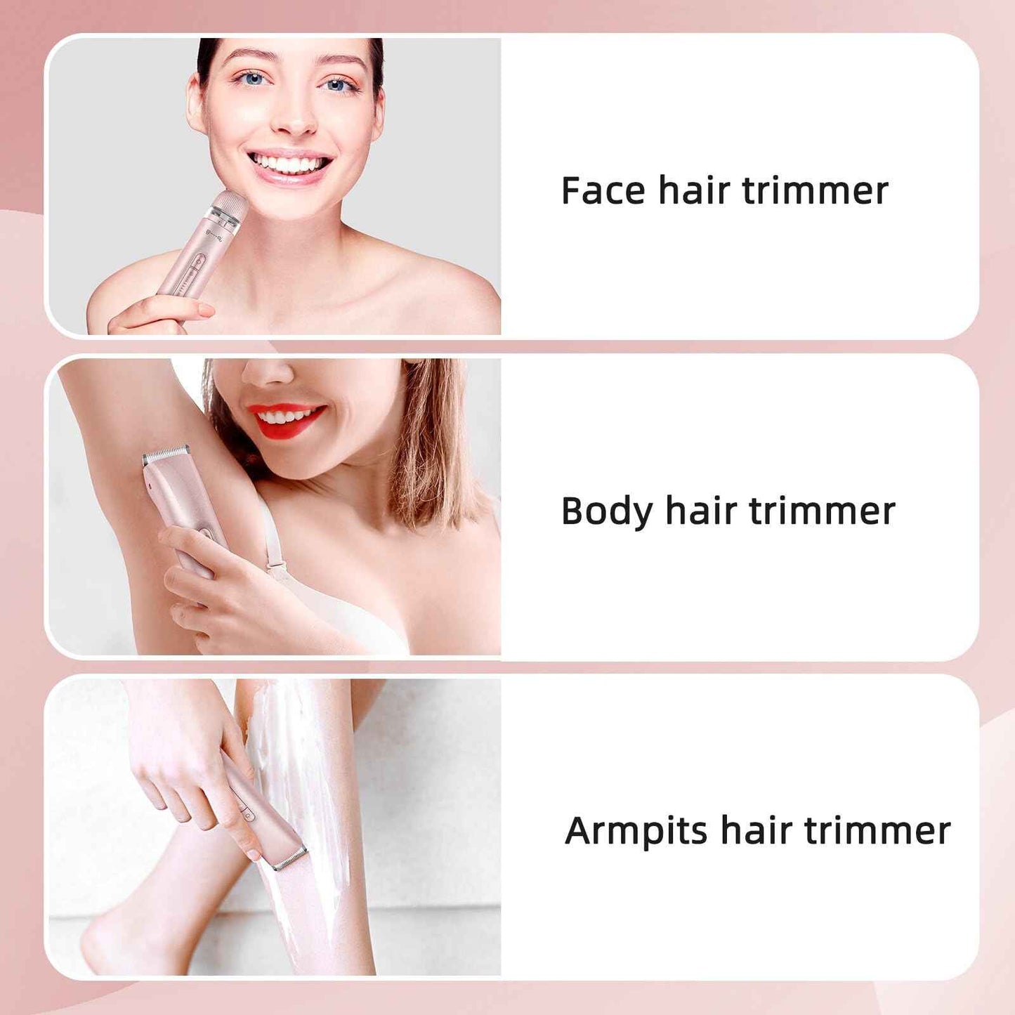 Bikini Trimmer for Women,Bikini Razor for Women Pubic Hair, 2 in 1 Wet & Dry Use Groomer,Painless Body Hair Trimmer for Face Legs Underarm Electric Shavers Razors Rechargable IPX7 Waterproof (Pink)