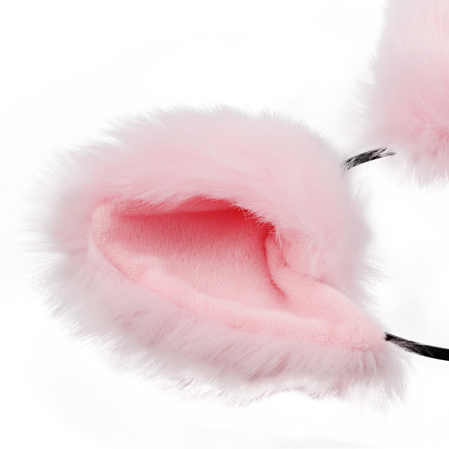 BAOBAO Women Girl Cat Fox Long Fur Ears Headband Party Cosplay Costume Hairband (Pink #2)