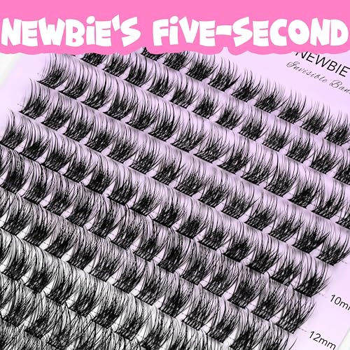 VEYESBEAUTY Lash Clusters Kit Individual Eyelash Extensions Thin & Invisible Band DIY False Eyelashes Newbie's Five-Second Series Wispy Lash Tray, Dreamy KIT with Bond&Seal Remover Applicator