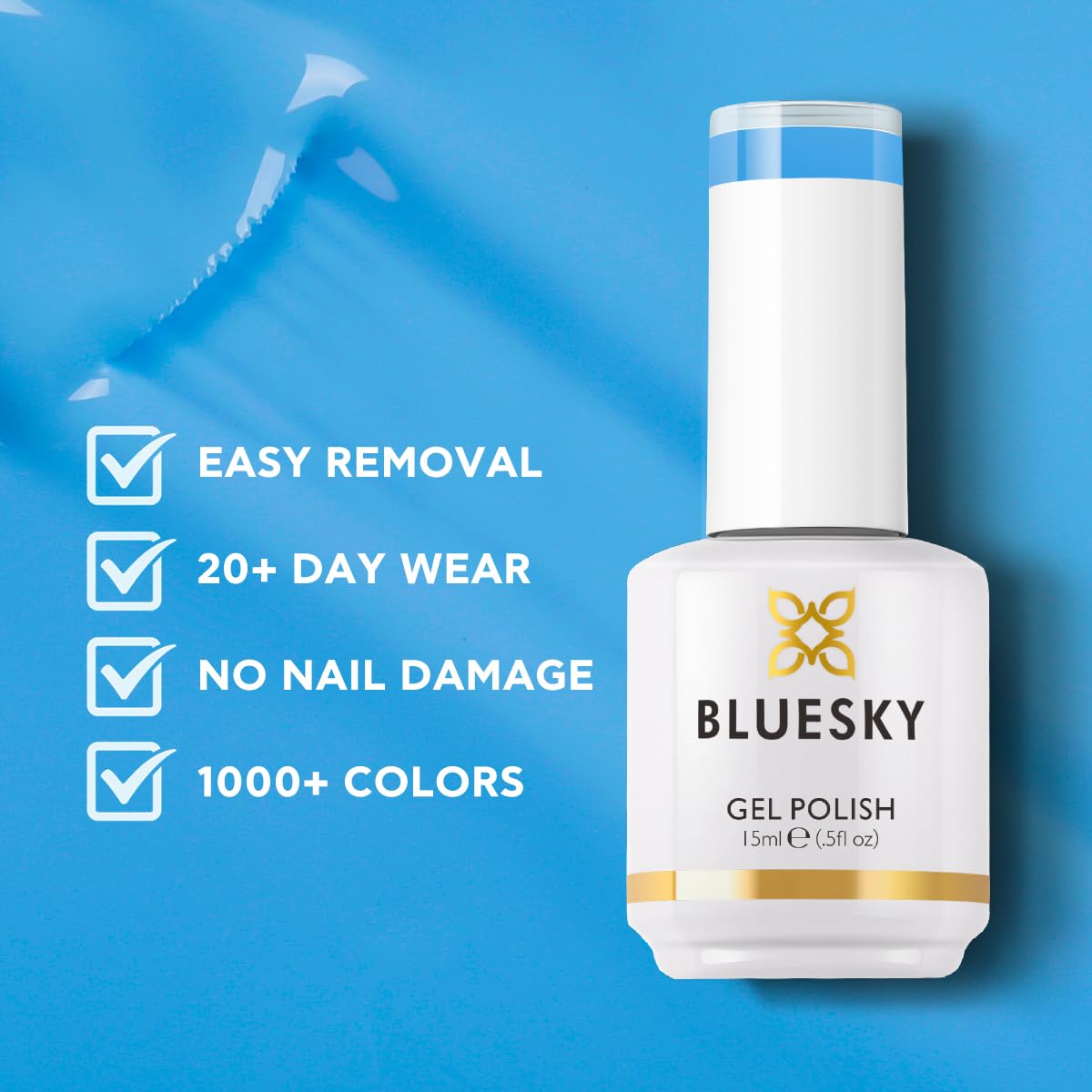 BLUESKY Gel Polish for Nails Color Blue Salon Single Bottle Gel Soak Off Manicure at Home,Long Lasting &Chip Resistant, Vegan, 15ml CS24P/SEASIDE BLUE