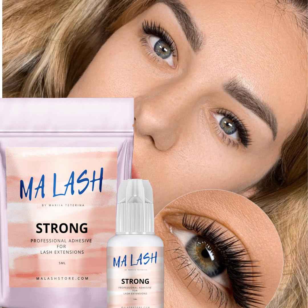 MA LASH Strong Eyelash Extension Adhesive Glue - 0.17fl.oz / 5ml - Ultra-Fast 0.5-Second Drying Time - 8 Weeks Retention - Professional-Grade, Black