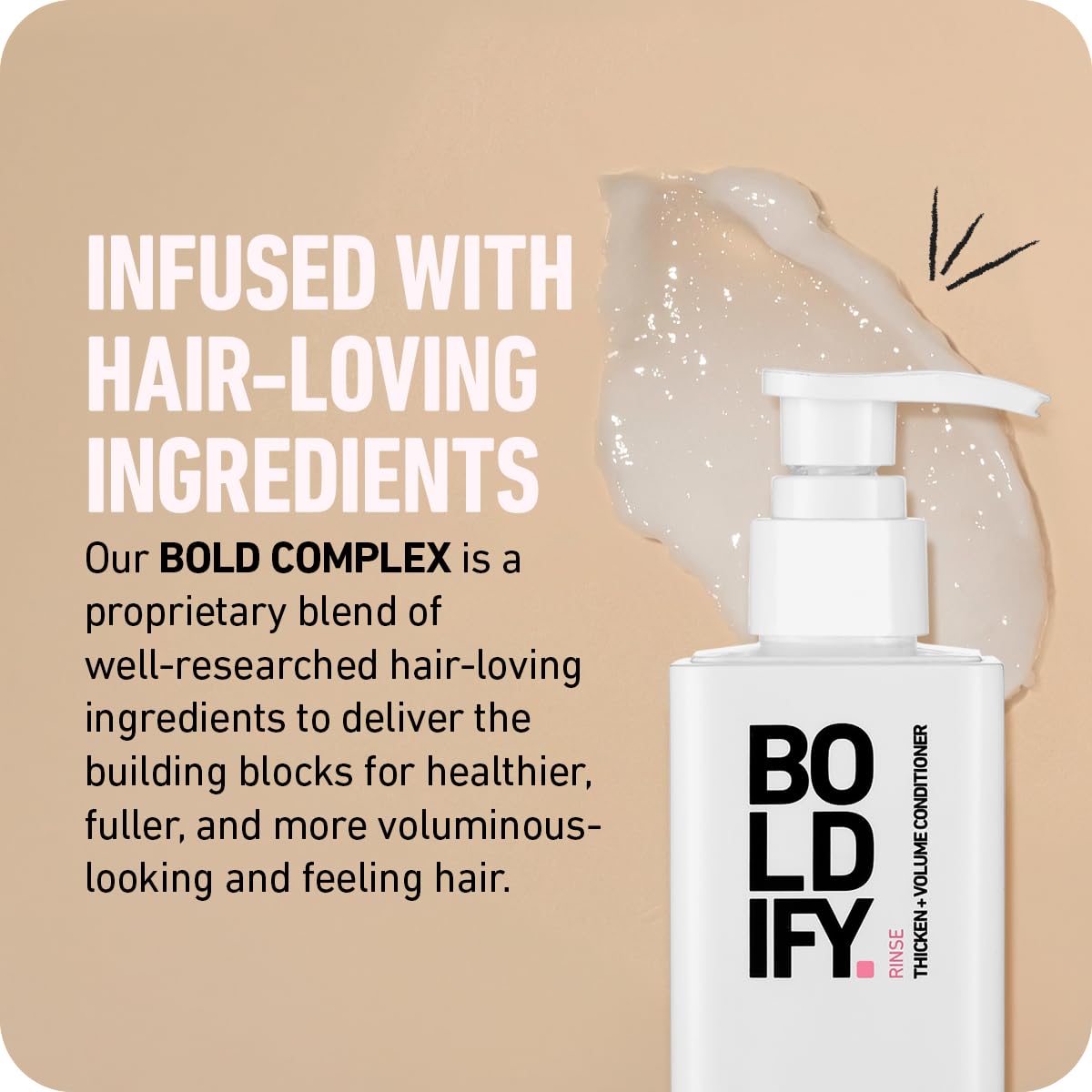 BOLDIFY Thicken Volume Conditioner - Ultimate Hair Thickening Biotin Conditioner for Split End Repair, Weightless Nourishment & Volume, Ideal for Thinning Hair, Fine Hair & Oily Hair, For Women & Men