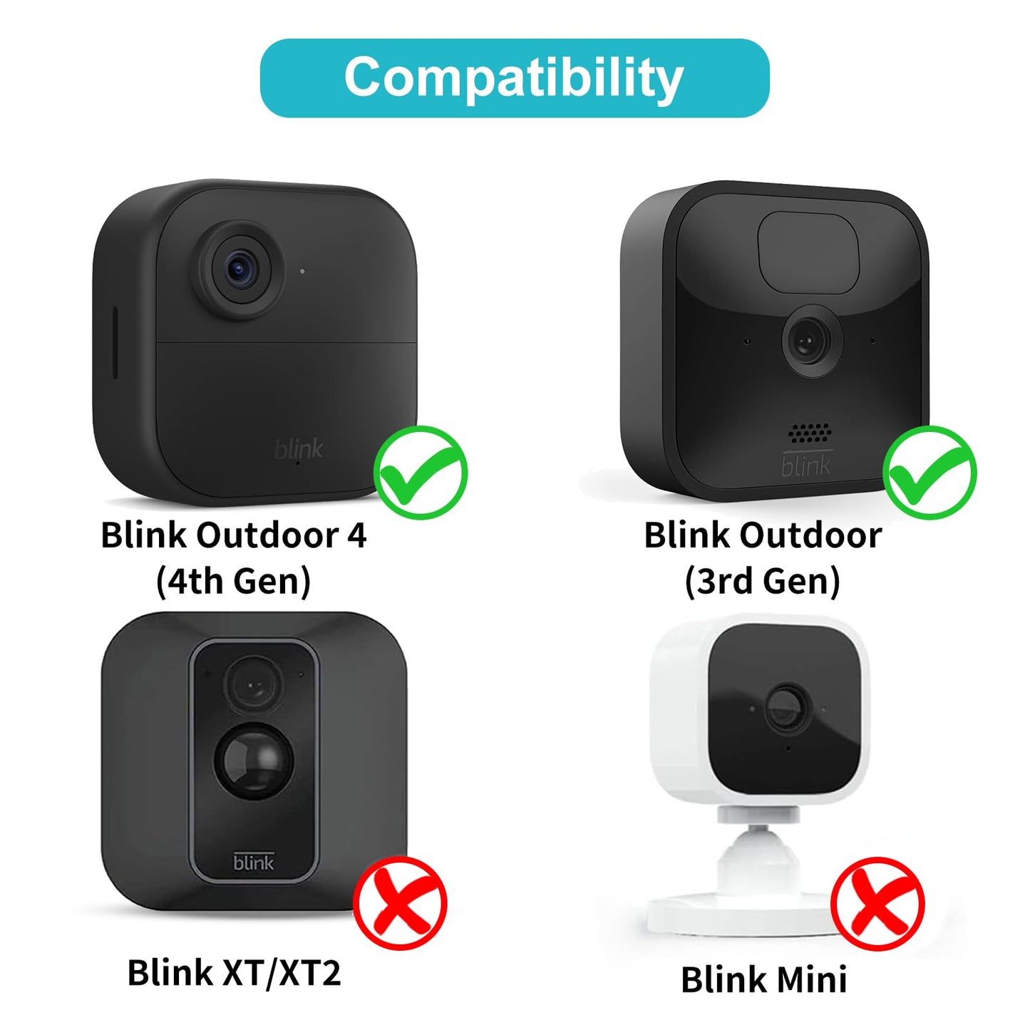 Blink Outdoor 4 (4th Gen) Camera Mount, Weatherproof Protective Housing and 360° Adjustable Mount with Sync Module 2 Mount for Blink Outdoor Security Camera System (White, 2 Pack)