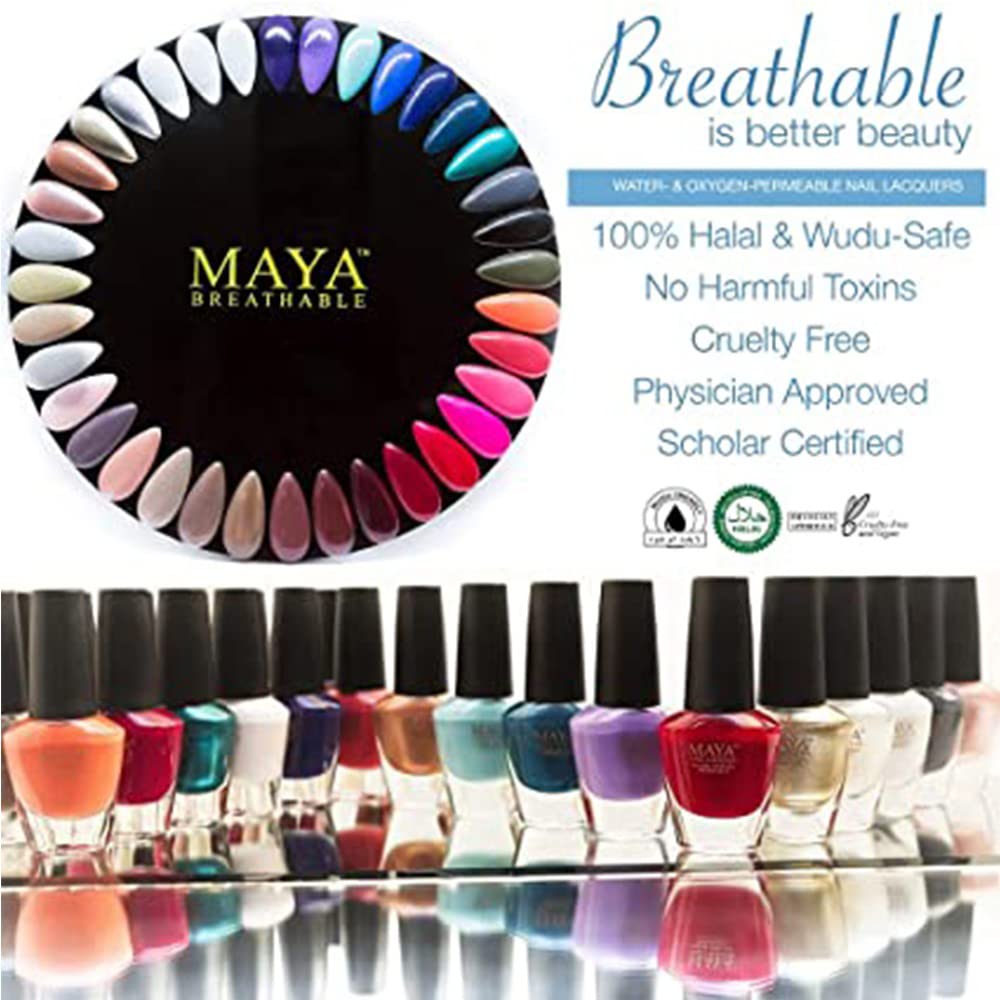 MAYA Cosmetics Halal Breathable Quick Dry Nail Polish, Vegan and Cruelty Free, Oxygen & Water Permeable Nail Lacquer, Non Toxic Gentle On Nails, Mystique