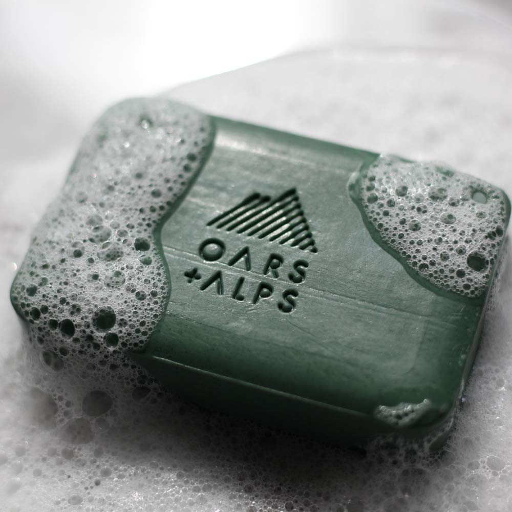 Oars + Alps Peppermint Charcoal Exfoliating Men's Bar Soap, Dermatologist Tested and Made with Clean Ingredients, Travel Size, 6 Pack, 6 Oz Each