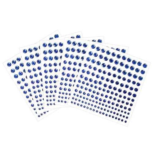 5 Sheets Self Adhesive Pearl Stickers, Flat Back Pearls Sticker, 4 Size Self Adhesive Rhinestone Gem Stickers for DIY Crafts Craft Card Decorations Nail Art Beauty Makeup (Blue)