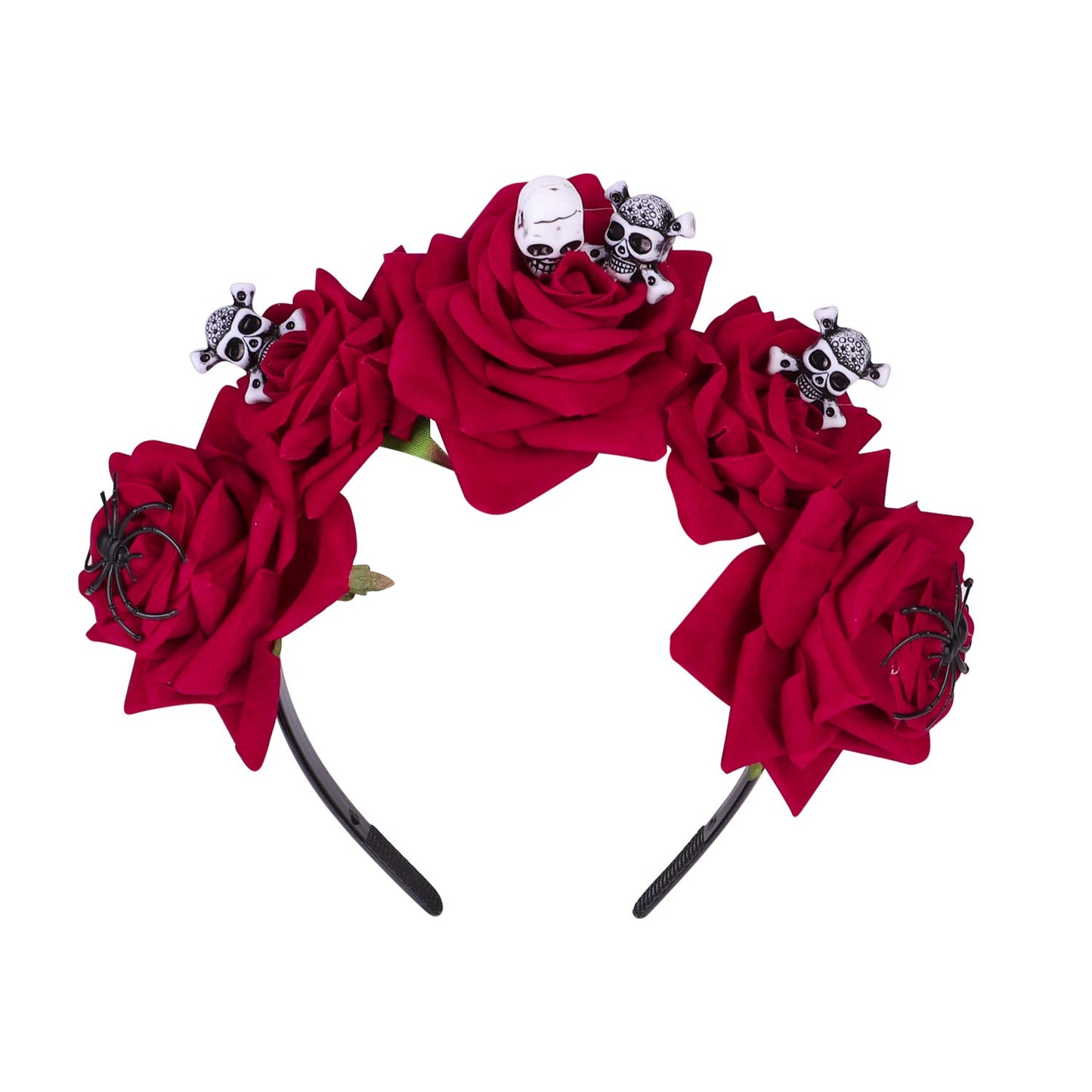 HAOZAIKEJI Halloween Rose Headband Gothic Skull Hair Hoop Day of The Dead Hair Band