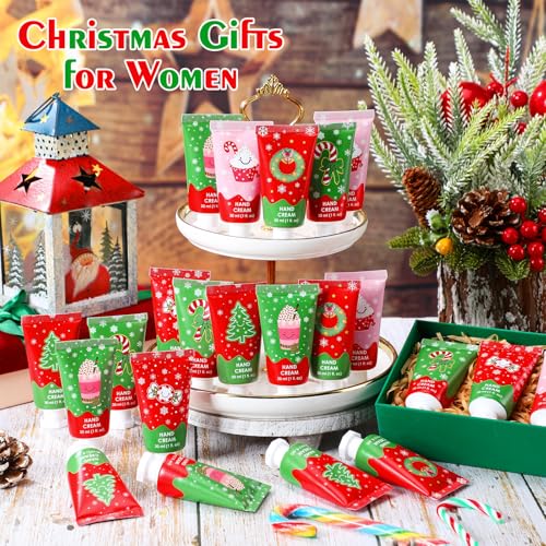 Loopeer 72 Pcs Christmas Hand Cream Gifts Bulk Christmas Mini Hand Lotion Xmas Stocking Stuffers Gifts Travel Size Mini Creams Moisturizer Cream Xmas Party Favors for Dry Skin Women Men Mom Employee